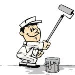 Michael's Painting logo with painter character holding roller and paint bucket