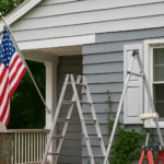 Professional exterior house painting on a suburban home in Philadelphia.