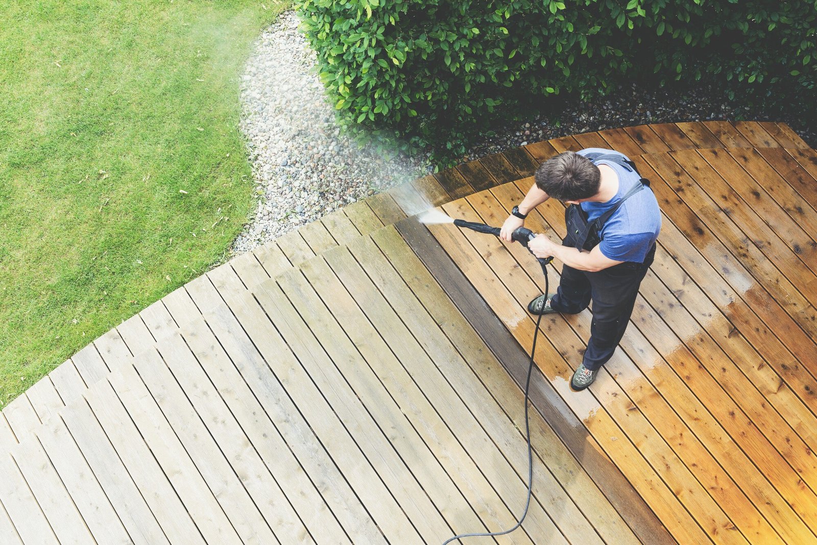 Before and after home exterior pressure washing results in Philadelphia.
