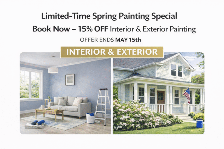 Spring interior and exterior house painting special in Philadelphia offering 15% off professional painting services